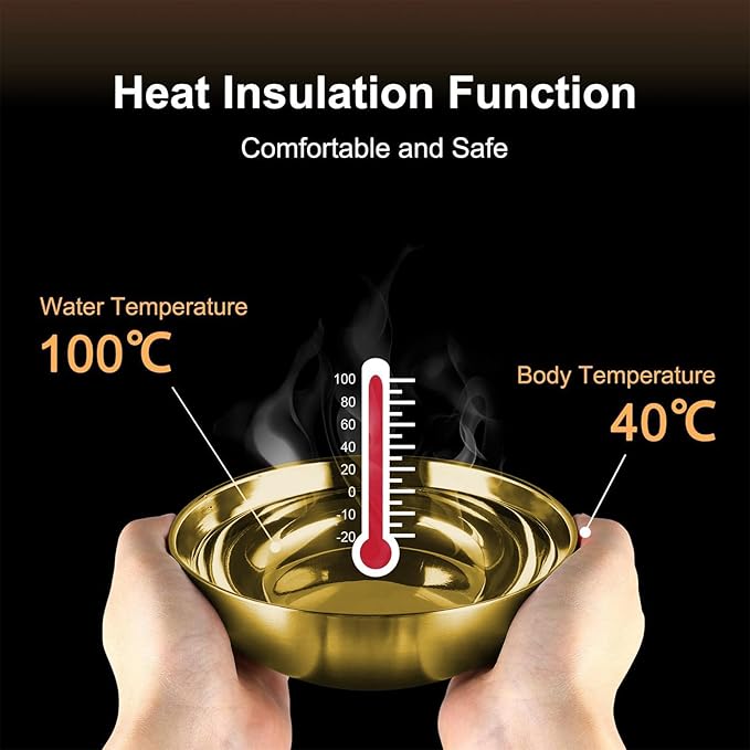 Miusco Stainless Steel Bowls for Kids, 18/8 Stainless Steel Toddler Bowl, BPA-Free, Durable & Easy Clean, 4 Pack - 14.5 oz Perfect for Baby Meals, Snacks, Serving and Travel & Home Use, Gold