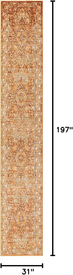 Unique Loom Isabella Collection Area Rug - Adjani (2' 7" x 16' 5" Runner, Rust Red/ Black)