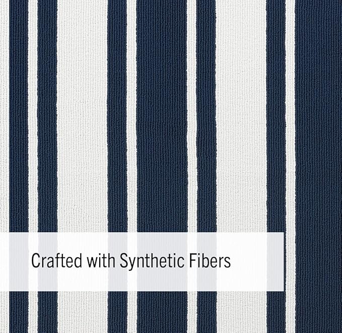 Nautica – Runner Rug | Indoor Runners for Hallways and Entry Rugs| Non-Slip and Non-Skid Entry and Kitchen Door Mat| Machine Washable Entryway Carpet Rugs |26” x 96” | Stripe Navy