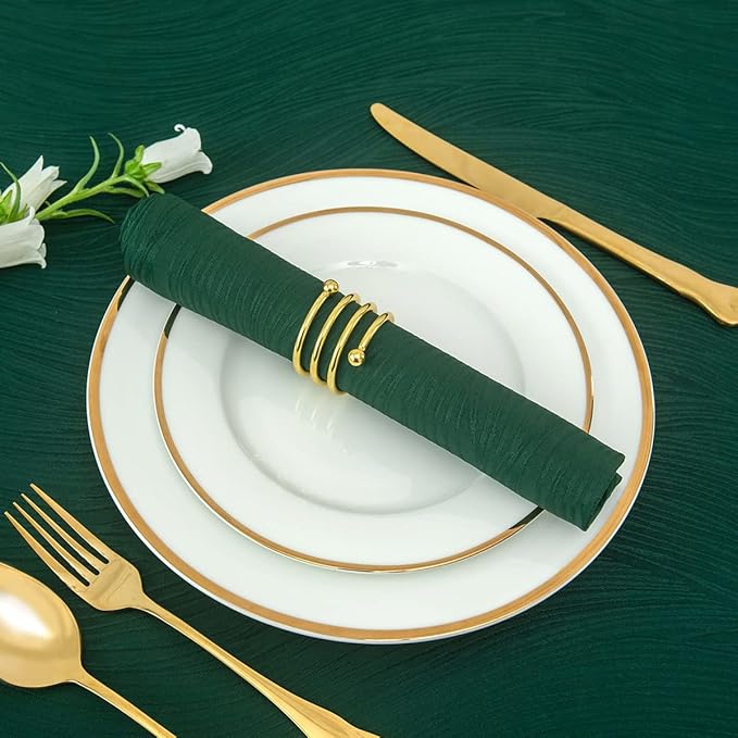 maxmill Jacquard Cloth Napkins 20 x 20 Inch Swirl Pattern Soft Comfortable and Luxury Serviette for Christmas Family Dinners Weddings Parties and Banquets Set of 4 Pieces, Hunter Green