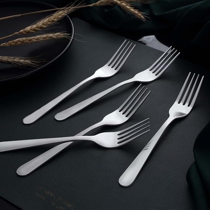 Unokit Stainless Steel Dinner Forks Silverware - 24 Pieces (7.1 Inch) Silver Dinner Forks Set of 24, Forks Set, Flatware Forks for Home, Kitchen or Restaurant, Mirror Polished, Dishwasher Safe