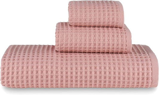 sea me at home Waffle Bath Sheet Set, 100% Turkish Cotton, Includes 1 Bath Sheet, 1 Hand Towel, 2 Face Towels