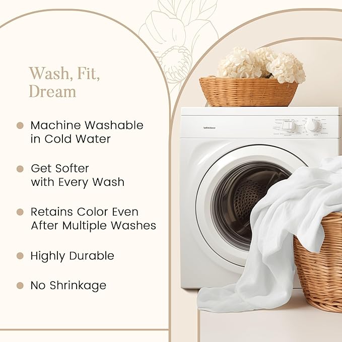 100% Cotton Sheets For Twin Bed, 800TC Fully Elasticated Twin Fitted Sheet & Pillowcase Sets, Fade Resistant Soft & Comfy 15" Deep Pocket Sheets Machine Washable, Naturally Cool & Breathable- Ivory