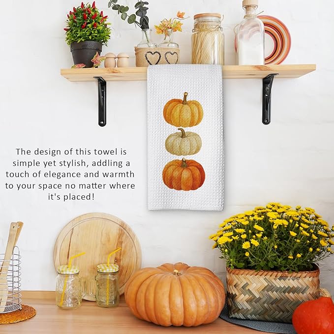 Fall Pumpkin Hand Towels for Kitchen Decor and Tea Dish Towel,1PCS Fall Thanksgiving Day Dishcloths,Farmhouse Fall Pumpkin Decor for Bathroom,Anthropology Autumn Gifts for Women - B07
