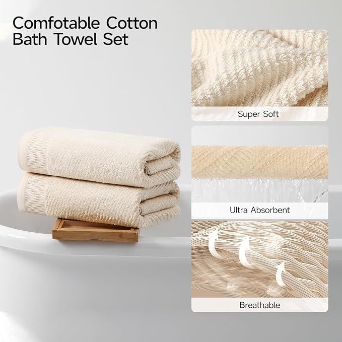 REDKISS Luxury Bath Towel Set of 8, 100% Cotton Bathroom Towels Set with 2 Bath Towels, 2 Hand Towels, 4 Washcloths, Ultra Soft Highly Absorbent Towels for Bathroom, Gym, Hotel, Spa, Brown