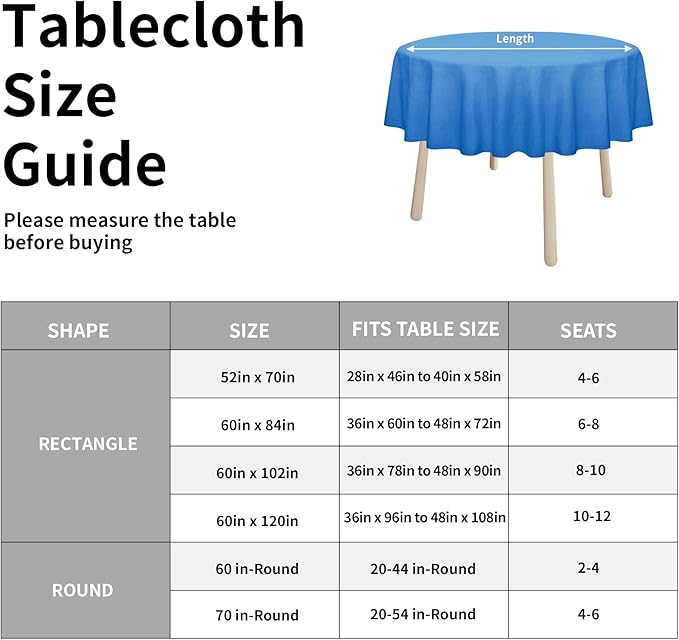 Easy-Going Faux Linen Waterproof Spill-Proof Tablecloth Stain Resistant Round Table Cloth Wrinkle Free Decorative Fabric for Kitchen, Dining, Party, Weddings, Restaurants (60 in-Round, Royal Blue)