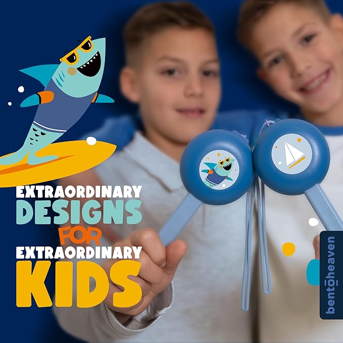 Bentoheaven Kids Travel Utensils with Case, Food-Grade Stainless Steel & BPA-Free Plastic, Travel Kid Cutlery Set, Dishwasher Safe Fork, Spoon & Case, Reusable Flatware, Silverware for Kids (Shark)