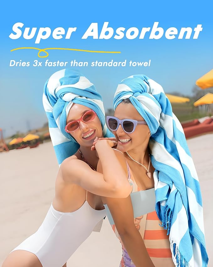 Oversized Cotton Turkish Beach Towels 74"x38" Thin Quick Dry Sand Free Pool Swim Bathing Towel Extra Large Blanket Adult Travel Essentials Accessories Must Haves Summer Vacation Hot Red Striped