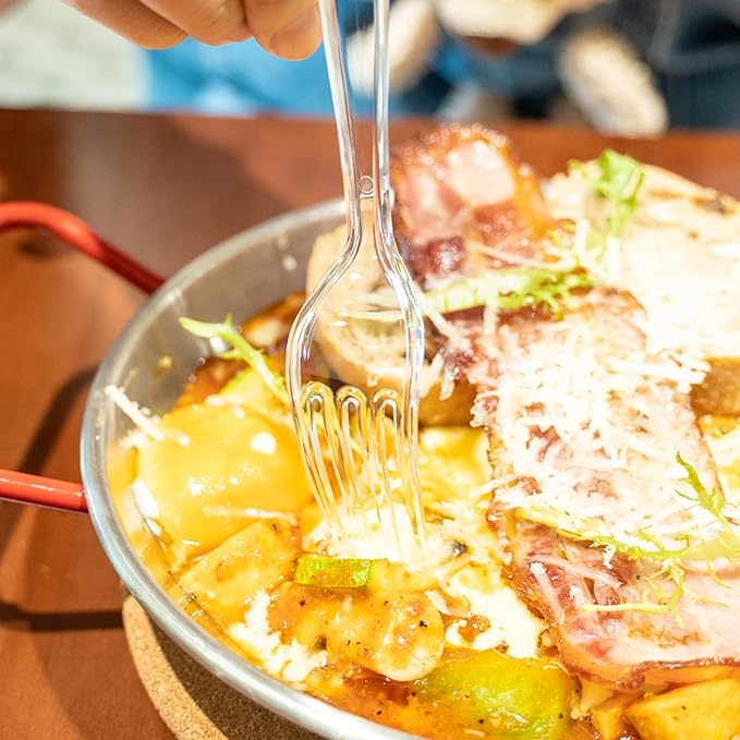 POSATE Heavy Duty Plastic Forks, Clear Disposable, Pack of 60