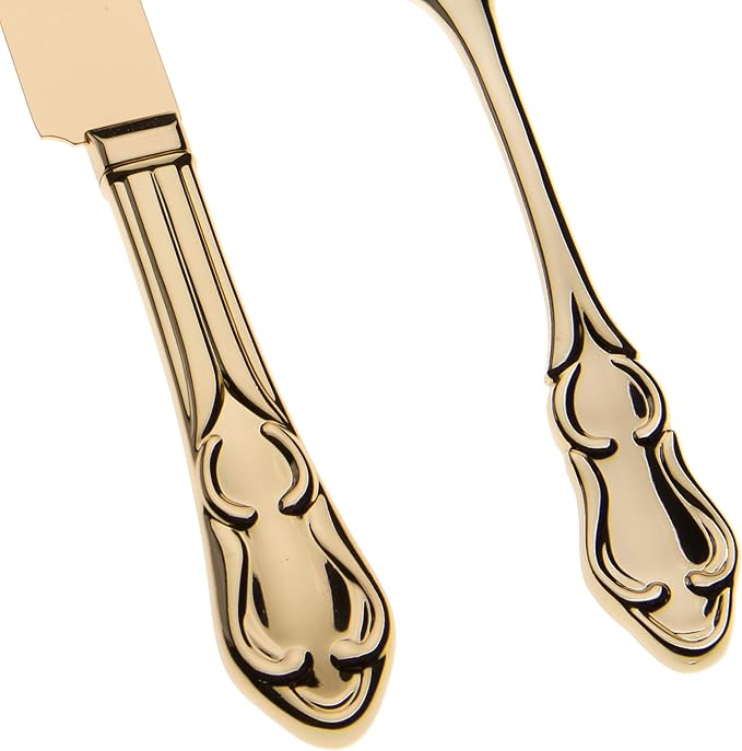 Ella Celebration Cake Knife & Server Set, Wedding, Anniversary, Vintage Party Supplies Dessert Gift Set (Elegant Light Gold)