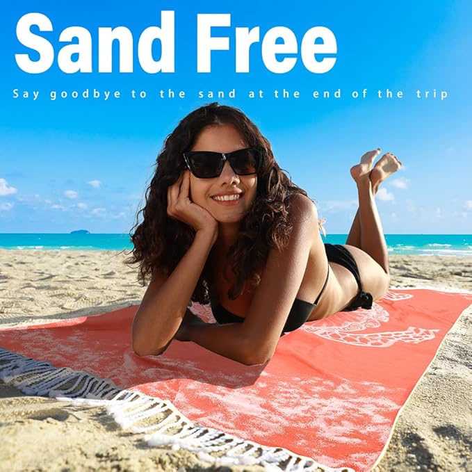 2 Pack Turkish Beach Towel Quick Dry Absorbent Cotton Lightweight Thin Bathroom Bath Pool Swim Towels Extra Large Oversized Sand Free Beach Accessories Essentials Stuff Cloud Adults Gift