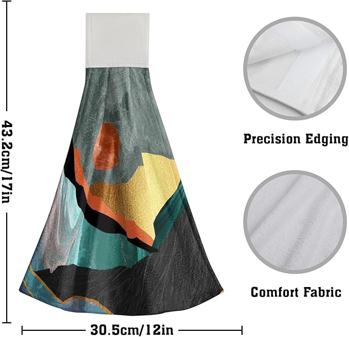 Giwawa Sun Mountain Hanging Kitchen Towels 2PCS Abstract Forest Hand Towels Tie Towel with Loop Soft Dish Towels for Bathroom Laundry Room Decor