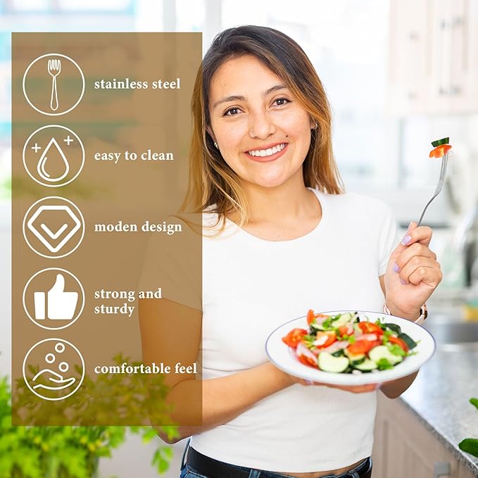 Minatee 150 Pcs Metal Dinner Forks Bulk Set 6.9 Inches Stainless Steel Forks Silverware Flatware Salad Cutlery Mirror Polished for Home Kitchen Restaurant Eating Silverware Utensils