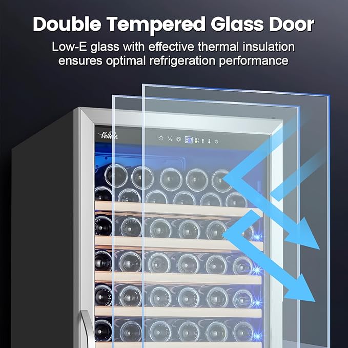 24 Inch Wine Cooler Refrigerator Freestanding, Large Tall Built-in 154-Bottles Wine Fridge, Large Capacity Wine Cellar For Wine Collection, Wine Lovers