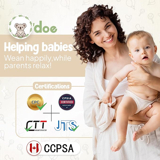 O'doe Baby Weaning Set – 15 Pcs Silicone Baby Feeding Set with Suction Plate, Bowl, Bib, Sippy Cup, Fruit Feeder, Freezer Tray