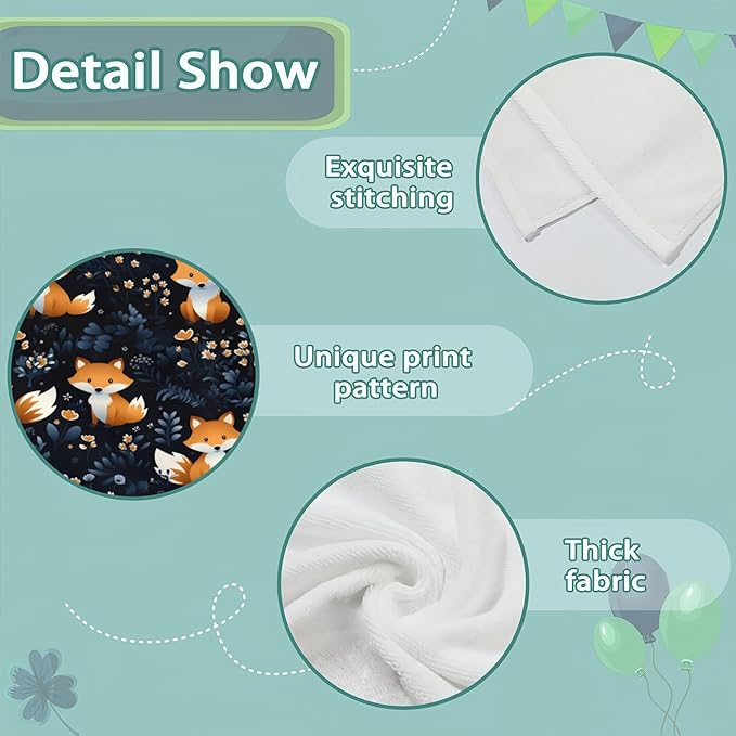 Hand Towels for Bathroom,Cute Foxes Floral Hand Towel Set of 2 Face Washcloths Fingertip Kitchen Towels Soft Bath Dish Cloth for Gym Hotel Spa Sport 14"X28"