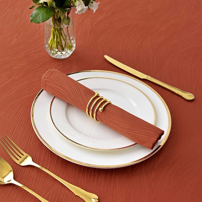 maxmill Jacquard Cloth Napkins 20 x 20 Inch Swirl Pattern Soft Comfortable and Luxury Serviette for Restaurant Family Dinners Weddings Parties and Banquets Set of 4 Pieces Rust