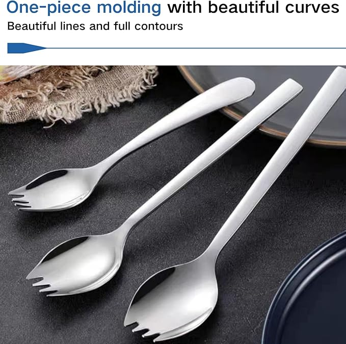 4-pack Stainless Steel Sporks for Everyday Use,Camping Hiking Heavy Duty Flatware set,8.2-inch,7.6-inch,5.9-inch (8.2 inch)