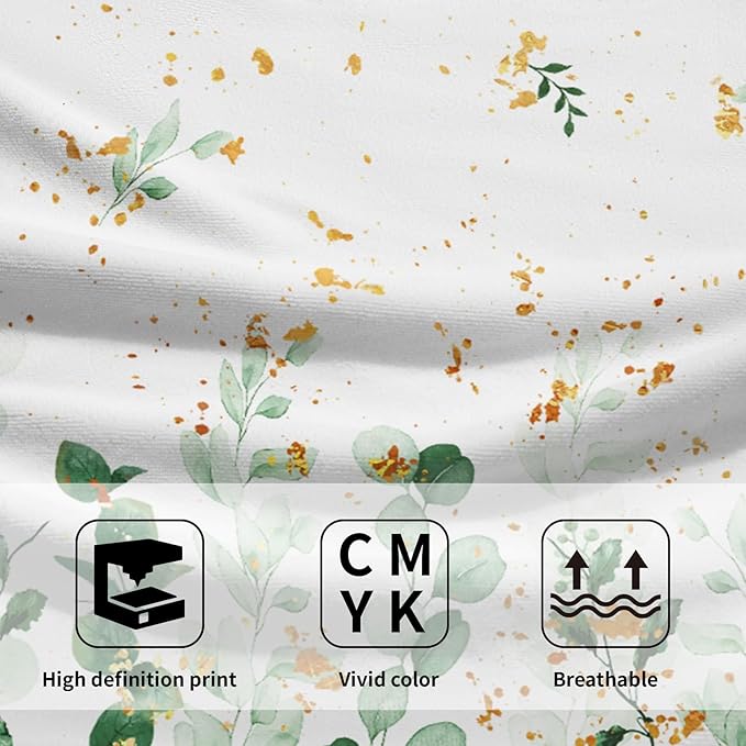 Imiss Green Eucalyptus Hand Towels Set of 2 Watercolor Botanical Leaves Washcloth Spring Summer Decorative Kitchen Bathroom Towel 14.4"x28.3" Multipurpose Bath Guest Towels for Gym,Spa,Hotel