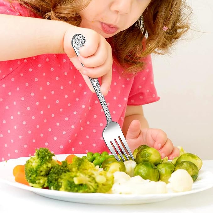 LIANYU 14-Piece Toddler Silverware Set, Stainless Steel Utensils Flatware Set for Children, Includes 7 Kids Spoons and 7 Kids Forks, Child Preschooler Cutlery, Dishwasher Safe