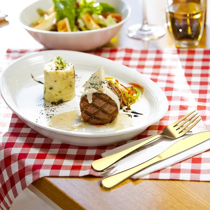 Gold Silverware Set 36 Pieces Service for 12, Stainless Steel Titanium Gold Flatware Set include Knives Spoon Forks Set, Silverware Set, Serving Utensil Set