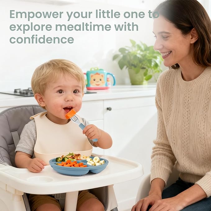 6 Pack Toddler Utensils, Toddler Forks and Spoons Set, Kids Silverware with Silicone Handle, 18/8 Stainless Steel Children Safe Flatware, BPA Free, Dishwasher Safe