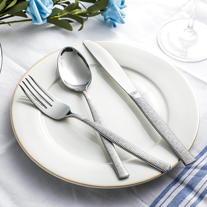 48-Piece Silverware Set,Stainless Steel Flatware Set with Steak Knives for 8,Include Knives Spoons and Forks Set,Tableware Cutlery Set for Home Kitchen Hotel Restaurant