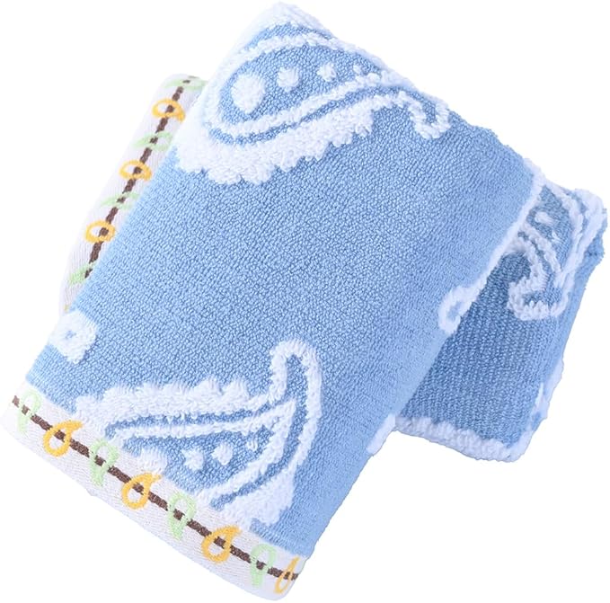 sense gnosis Blue Paisley Pattren Jacquard Hand Towels 100% Cotton Super Soft Absorbent White Terry Double-Sided Hand Towels for Bathroom Decorative Hotel Shower 13" x 29, 2 Pack
