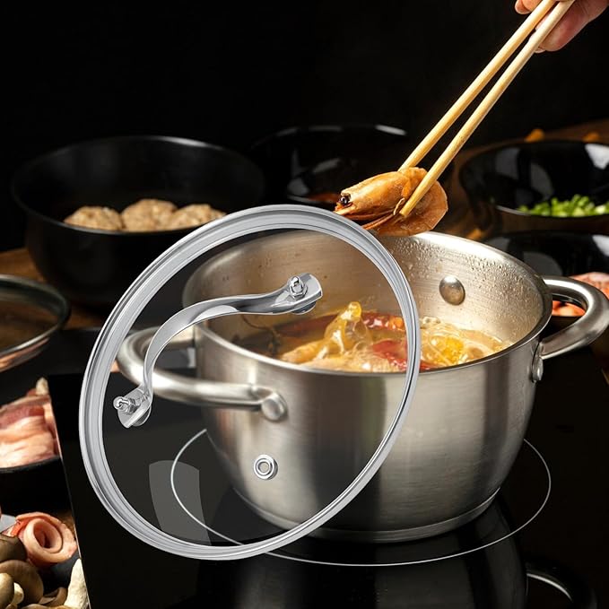 7" Tempered Glass Pan Lid with Steam Vent, Thickened to 4mm and Dishwasher Safe and Oven up to 480℉, Universal Lid Fit for Cast Iron Skillets, Frying Saute Pan, Cooking Pot