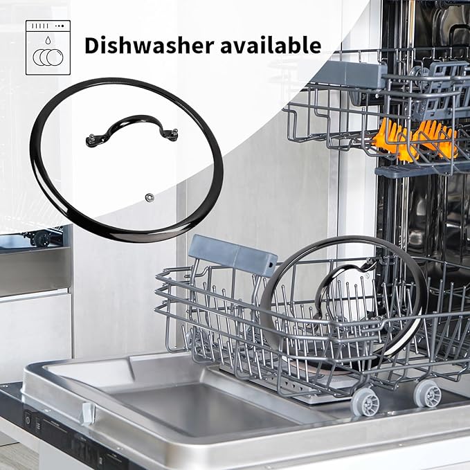 10" Tempered Glass Pan Lid with Steam Vent, Thickened to 4mm and Dishwasher Safe and Oven up to 480℉, Universal Lid Fit for Cast Iron Skillets, Frying Saute Pan, Cooking Pot