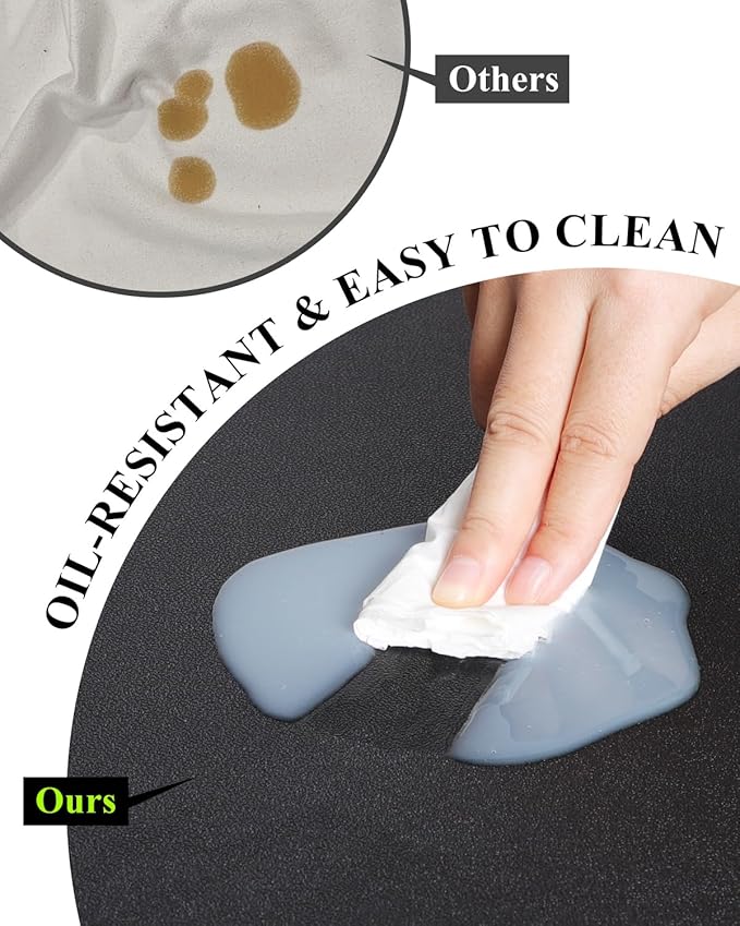 Black Plastic Table Cover Protector, 42" Round Waterproof Easy Flat PVC Desk Pad Mat, 1.5mm Thick Vinyl Table Top Protector for Dining Room Table, Office, Dresser