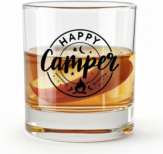 Camper Gifts Whiskey Glasses 10 oz RV for Cabin Lake House Campsite, Camping Gifts, Camping Old Fashioned Rocks Glasses Cup for Women Men Drinking Scotch Bourbon Liquor