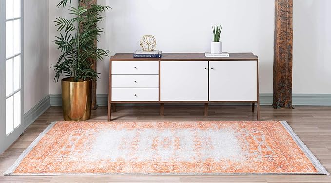 Unique Loom Traditional Classic Intricate Design with Distressed Vintage Detail, Area Rug, 5' 0 x 8' 0 Rectangular, Terracotta/Gray