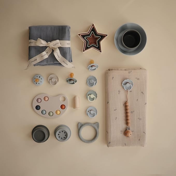 mushie Round Dinnerware Bowls for Kids | Made in Denmark, Set of 2 (Smoke)