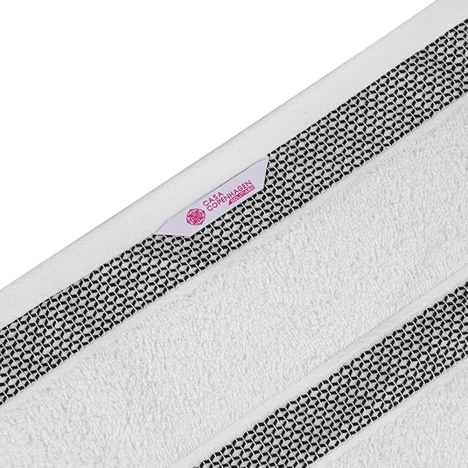 CASA COPENHAGEN Solitaire Mix 6 Pieces Towel Set- White + Grey Violet, 600 GSM 2Bath Towel 2Hand Towel 2Washcloth, Designed in Denmark Made of Soft Egyptian Cotton for Bathroom, Kitchen & Shower