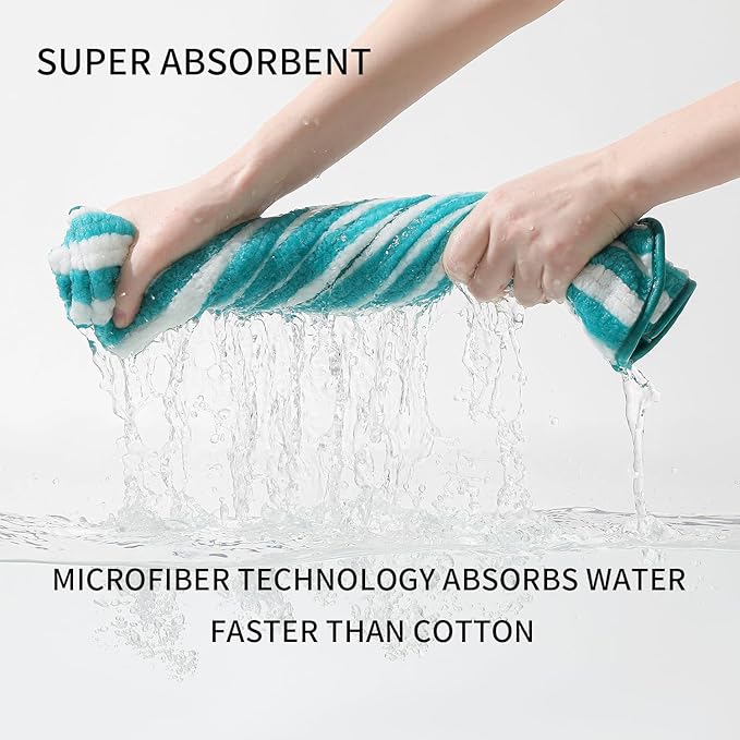 18-Piece Microfiber Bath Towels Set - 6 Bath Sheet, 6 Hand Towels, 6 Washcloths, Soft, Highly Absorbent Bathroom Towel, Quick Dry & Less Lint Shower towel for Bathroom, Hotel, Spa, Dorm-Aquamarine