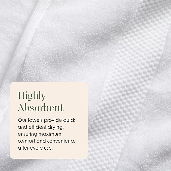 Springtree Home White Bath Towels Set of 6 | Classic Hotel Bath Towels | 100% Combed Cotton | Absorbent Quick-Dry Towels for Bathroom | Oeko-TEX® Standard 100 Cotton | Cynewski Collection - White