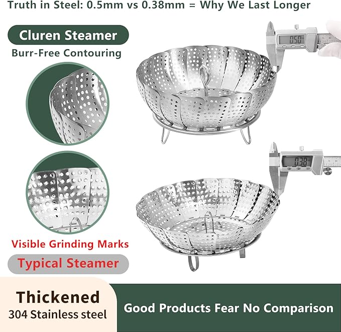 Steamer Basket for Cooking 304 Stainless Steel Entirely Thickened,Collapsible Steamer Insert for Pots, Fits Instant Pot/Skillets (5.5'' To 9.5'')