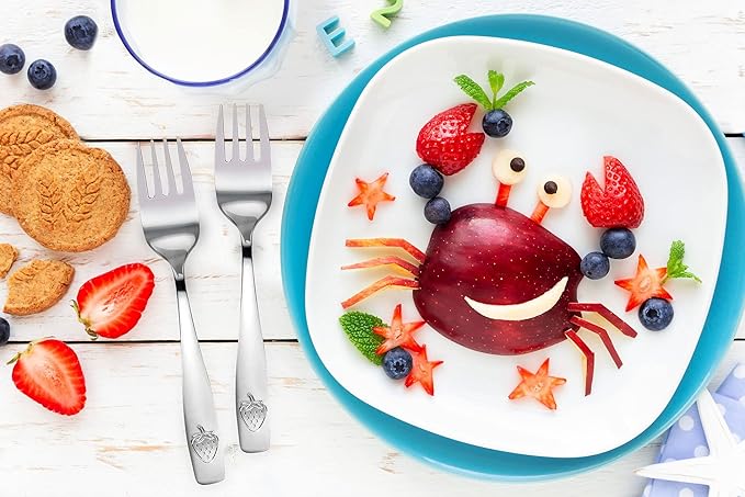 9 Piece Stainless Steel Kids Forks - Child and Toddler Safe Flatware - Kids Utensil Set - Metal Kids Cutlery Set - Includes a Total of 9 Small Kids Forks