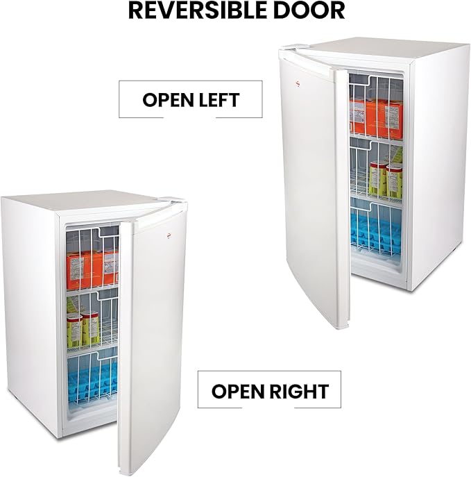 Koolatron 3.1 Cubic Feet Capacity White Upright freezer – 3 Wire Baskets, Garage Ready, Meat Storage, Manual Defrost, Space Saving, Congelador For Home, Apartment, Basement, Dorm, Room