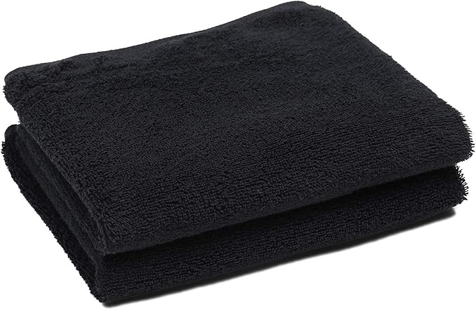 PERFEHAIR Black Salon Towels (2-Pack, 16 X 27 Inches)-Barber Hand Cotton Towel for Gym, Bath, Spa, Shaving, Shampoo