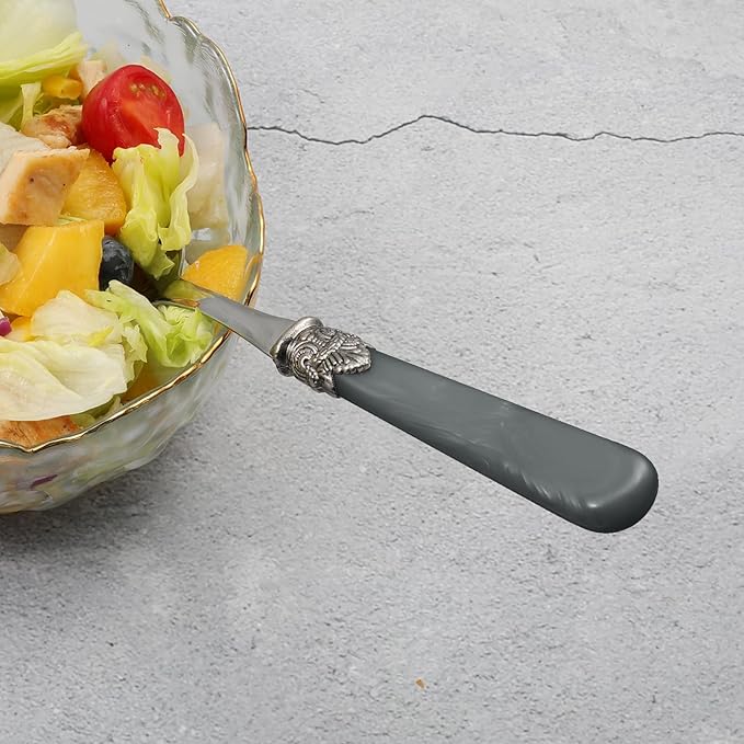 2-piece Salad Servers Stainless Steel Salad Serving Set Salad Fork and Spoon (Grey)