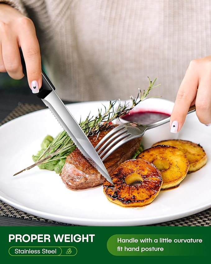 Silverware Set, 48-Piece Flatware Set with Steak Knives for 8, Stainless Steel Mirror Cutlery Include Forks Spoons and Knives Set, Dishwasher Safe Utensils Set for Home Restaurant