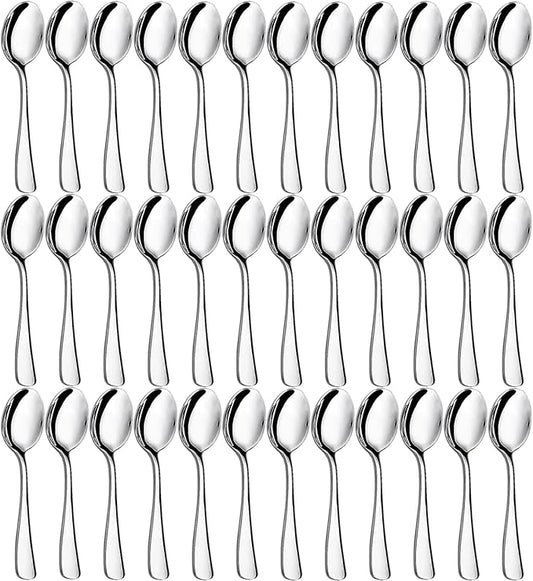 36 Piece Teaspoon Set (5.6 Inches) | Premium Food-Grade Stainless Steel Silverware - Dessert Spoons, Coffee Spoons for Home & Restaurant | Mirror Polished| Dishwasher Safe