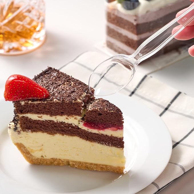 FOCUSLINE 360 Count 6.2 Inch Clear Plastic Spoons Heavy Duty, Solid and Durable Premium Disposable Spoons Bulk, Suitable for Catering, Parties, Events and Everyday Use