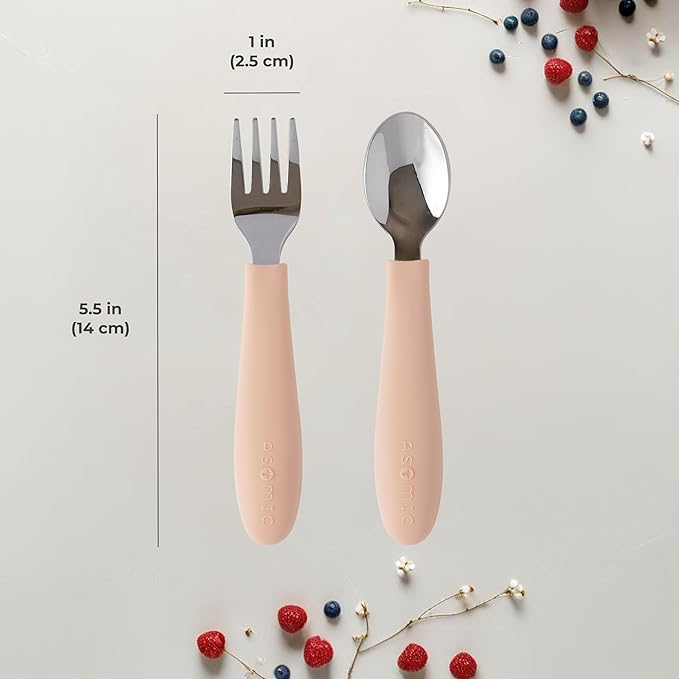 ASOMIC Premium 316 Stainless Steel Cutlery Set with Food-Grade Silicone Handles for Toddlers & Kids, 6-Piece Utensils Set with Safe Spoons & Forks, Durable & Dishwasher Safe (Pink/Lavender/Ivory)