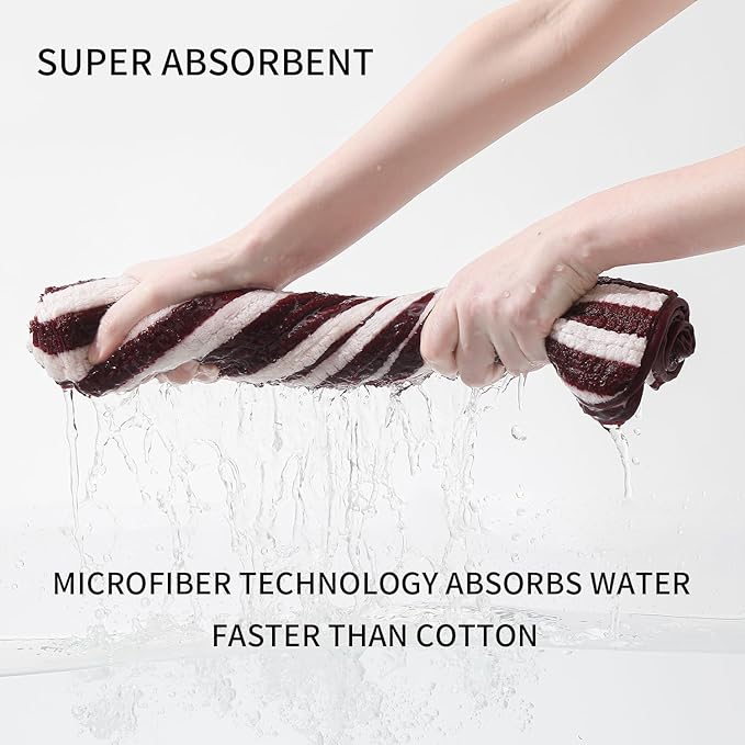 18-Piece Microfiber Bath Towels Set - 6 Bath Sheet, 6 Hand Towels, 6 Washcloths, Soft, Highly Absorbent Bathroom Towel, Quick Dry & Less Lint Shower towel for Bathroom, Hotel, Spa, Dorm-Burgundy