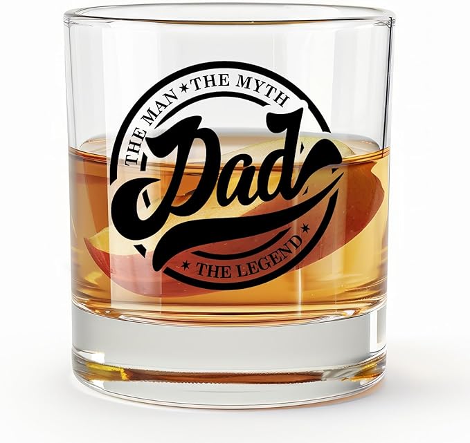 Dad Whiskey Glasses 10 oz, Dad Gifts for Birthday Christmas Father's Day, Father Gifts, The Man The Myth The Legend Old Fashioned Rocks Glasses Cup for Men Drinking Scotch Bourbon Liquor