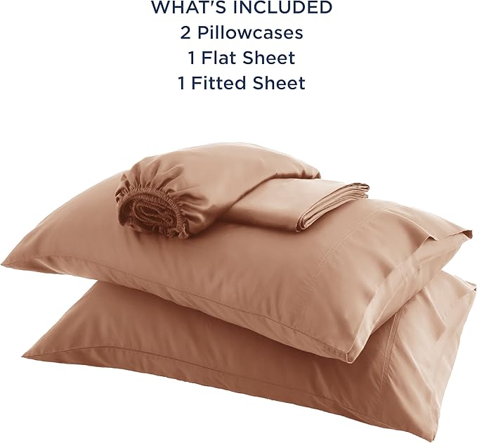 Bedsure Full Size Bed Sheets, Cooling Sheets, Rayon Derived from Bamboo, Breathable & Soft, Deep Pocket Up to 16 Inches, Hotel Luxury Silky Bedding for Hot Sleepers, Khaki