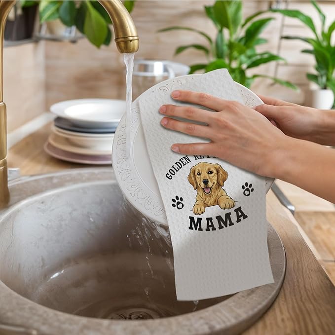 Golden Retriever Kitchen Towels, Dog Mama Golden Retriever Gifts for Women & Dogs Moms, Dog Lover Gifts Decorative Hand Towels for Bathroom, 16x24 Inch